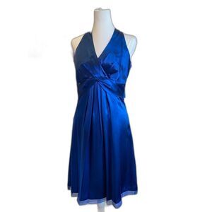 NWT Ann Taylor Blue Silk Halter Dress
